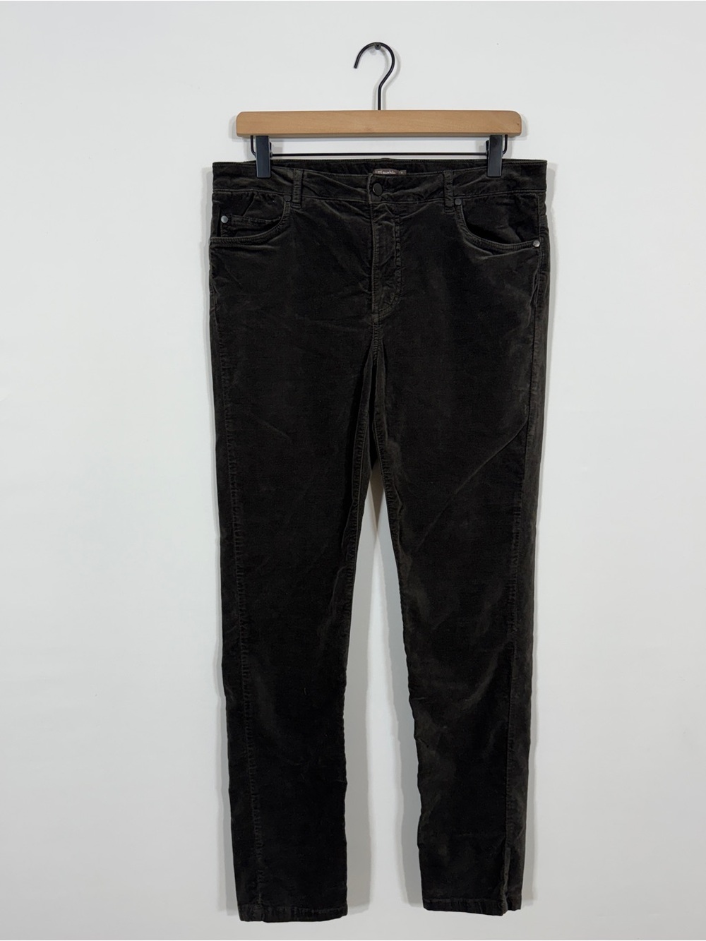 WP88 {J. McLaughlin} Dark Brown Velvet Velour Mid Rise Straight Leg Pants